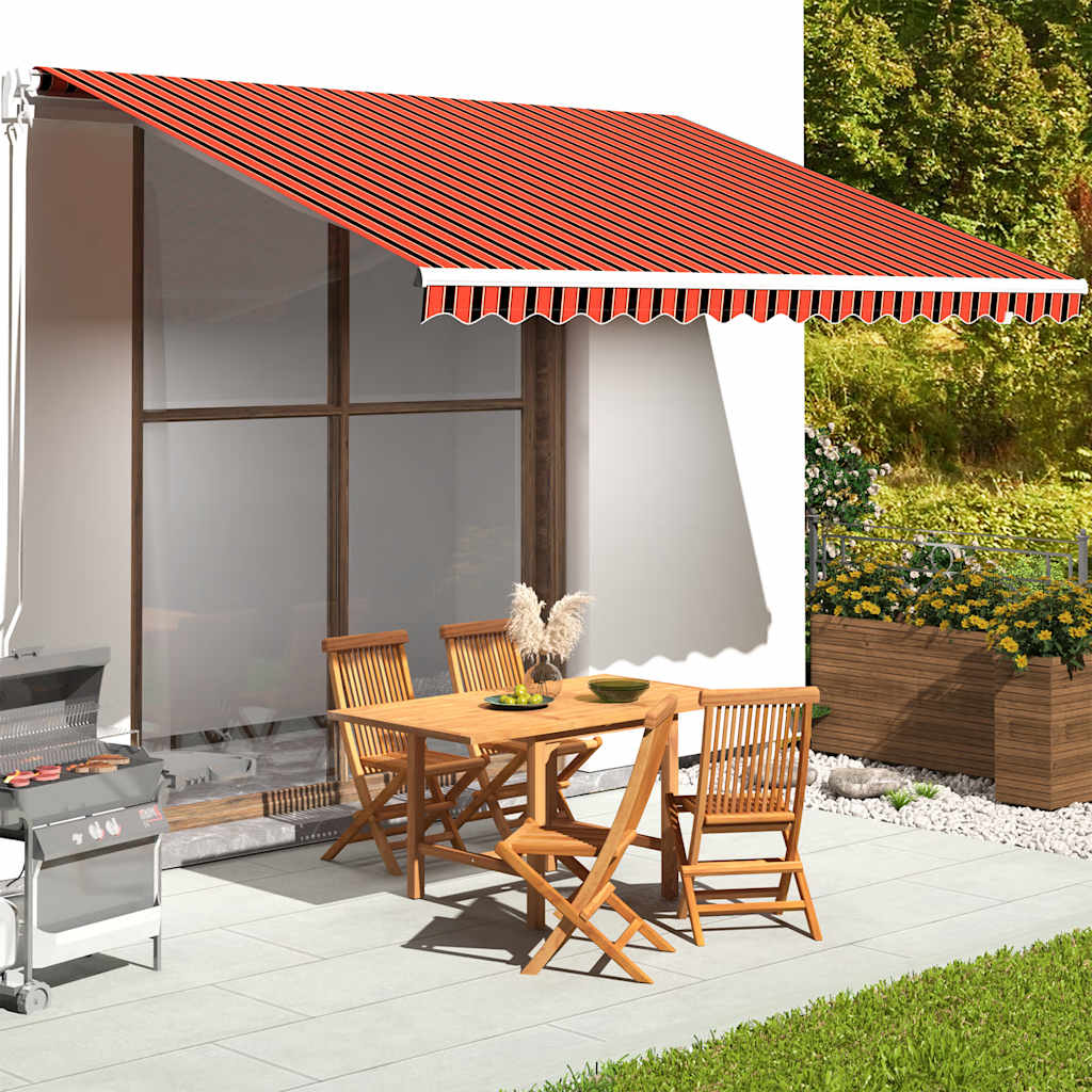 Tecido de substituição para toldo laranja e castanho 450x350 cm poliéster