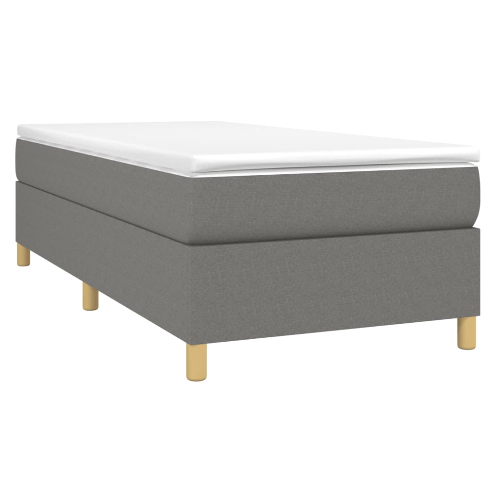 Estrutura de cama com molas 80x200 cm tecido cinzento-escuro