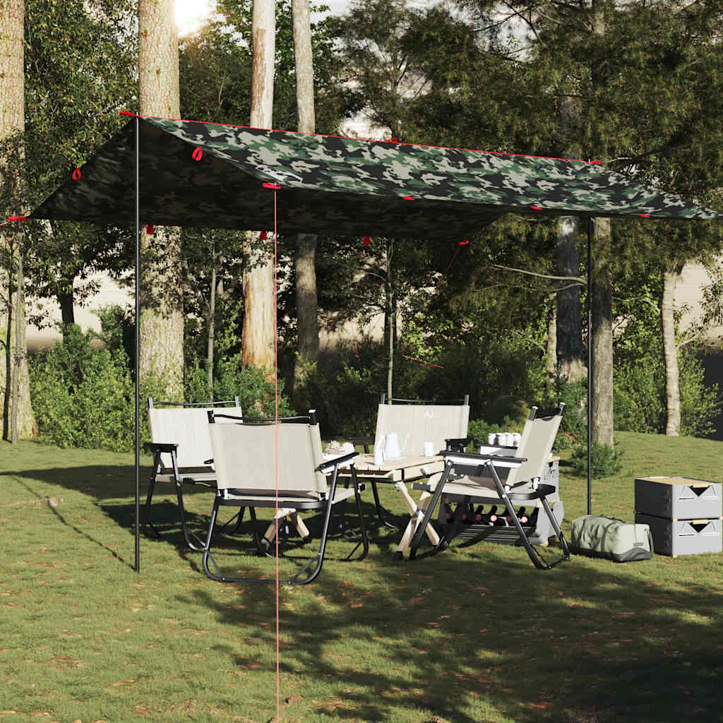 Lona de campismo 406x306 cm impermeável camuflagem
