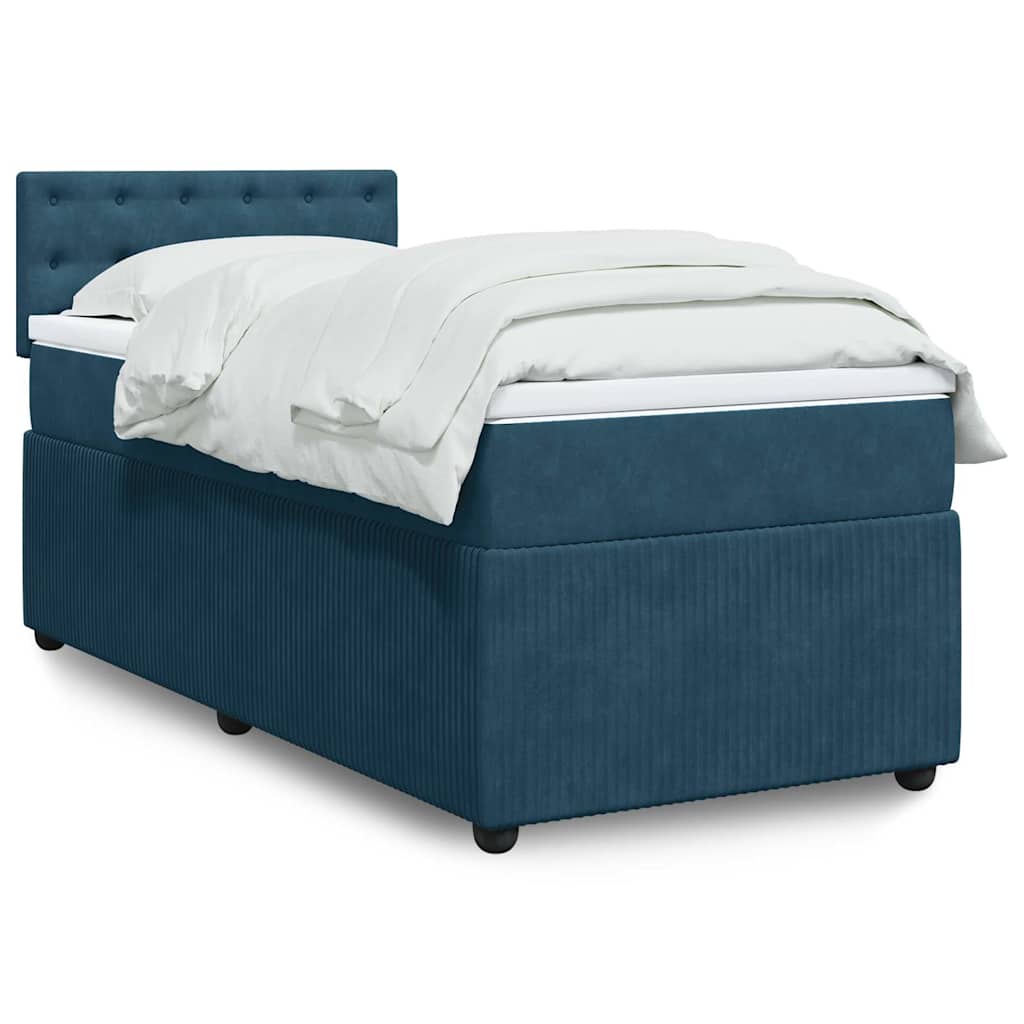 Cama boxspring com colchão 80x200 cm veludo azul