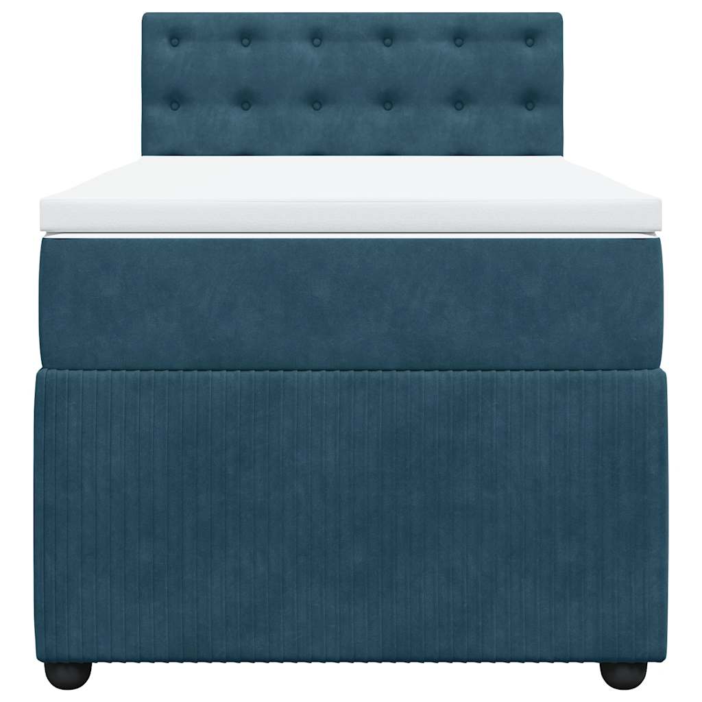 Cama boxspring com colchão 80x200 cm veludo azul