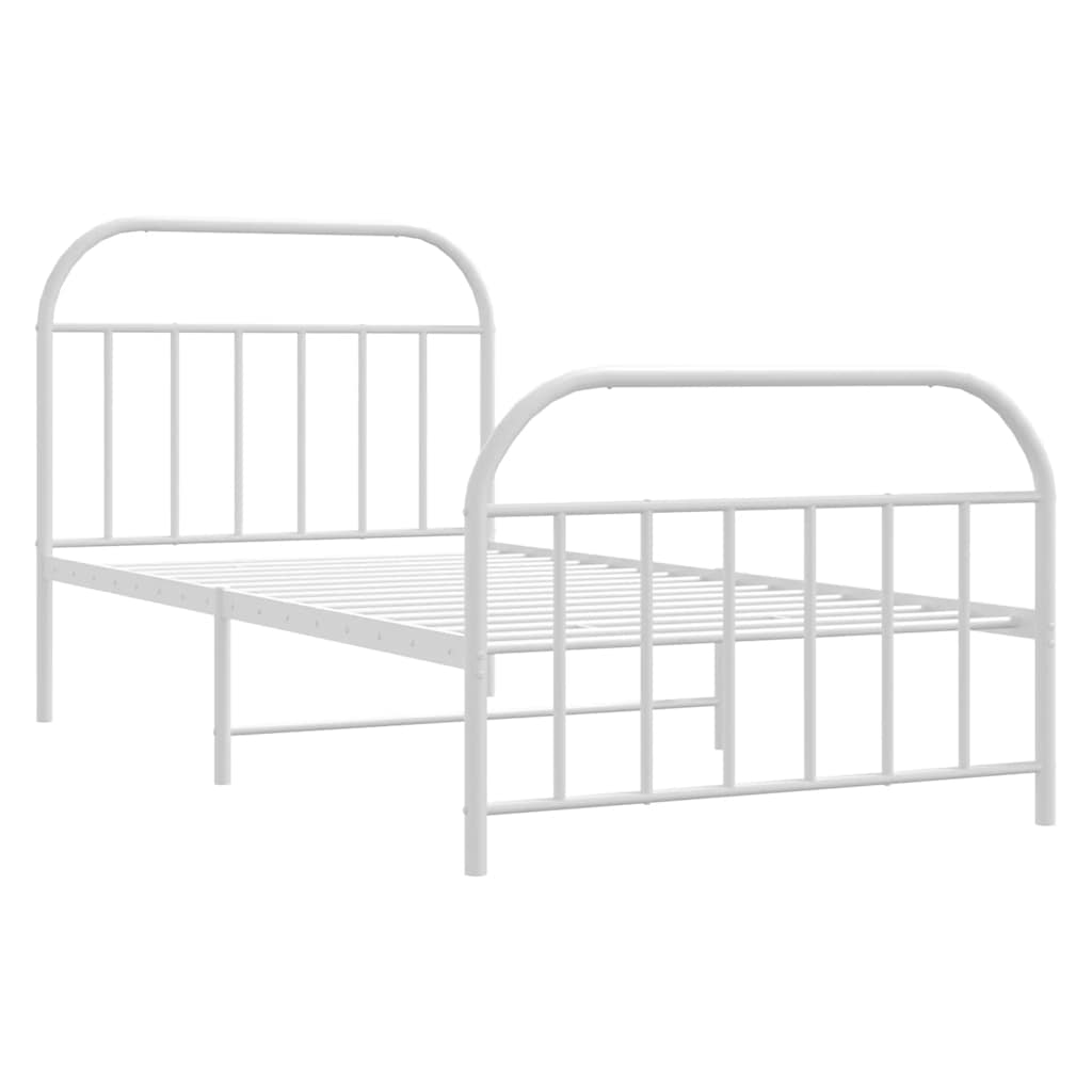 Estrutura de cama com cabeceira e pés 100x190 cm metal branco