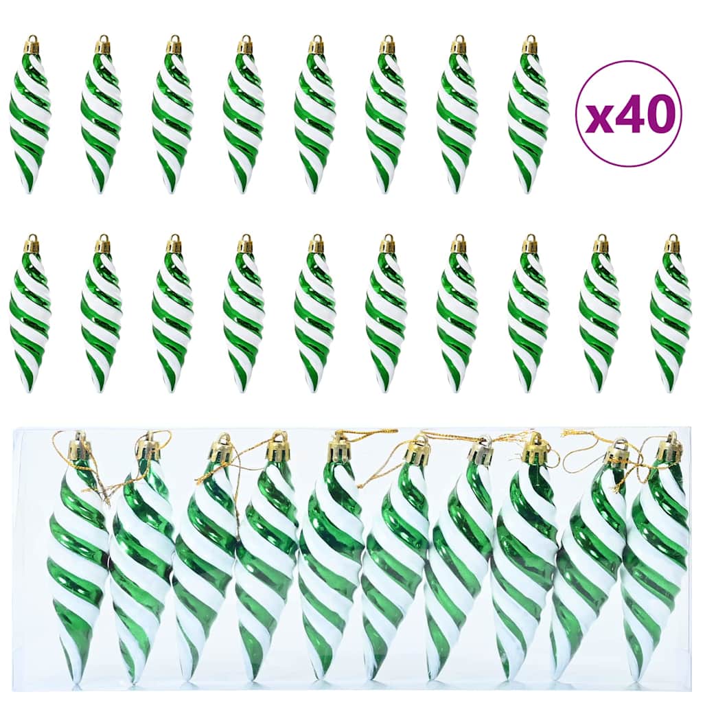 Bola espiral de natal 40 unid. verde 3 x 11 cm plástico leds