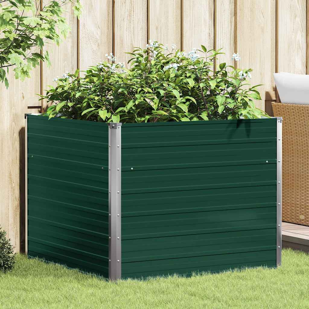 Canteiro jardim elevado 100x100x77cm aço galvanizado verde