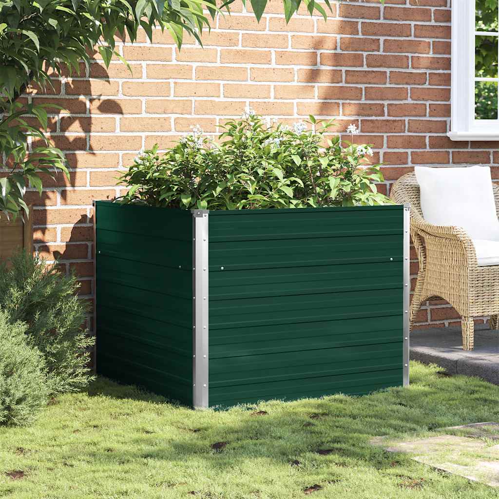 Canteiro jardim elevado 100x100x77cm aço galvanizado verde