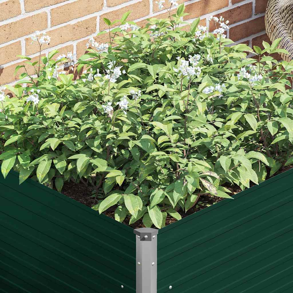 Canteiro jardim elevado 100x100x77cm aço galvanizado verde