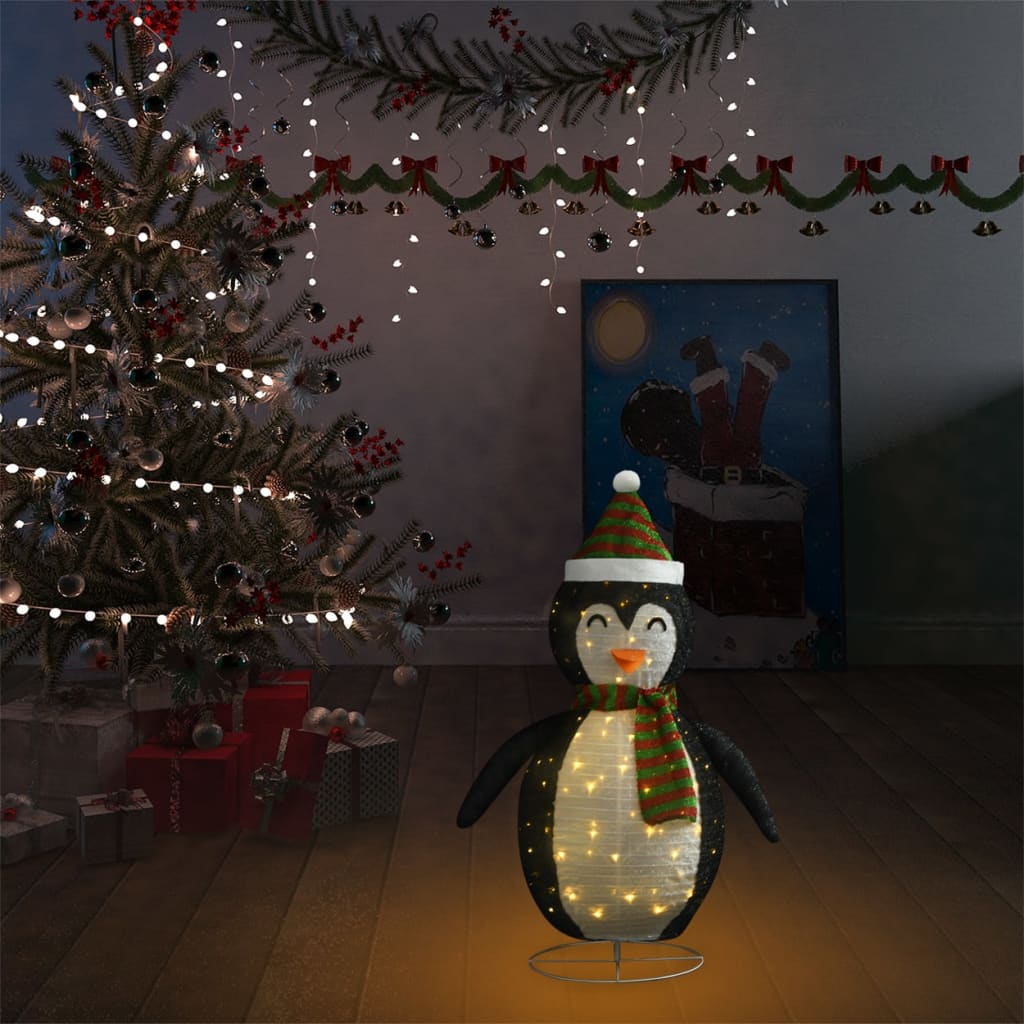 Pinguim de natal decorativo com luz LED tecido de luxo 60 cm