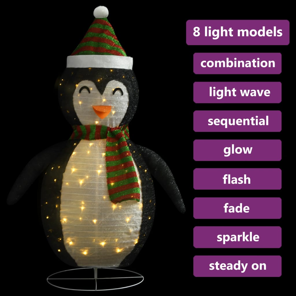 Pinguim de natal decorativo com luz LED tecido de luxo 60 cm