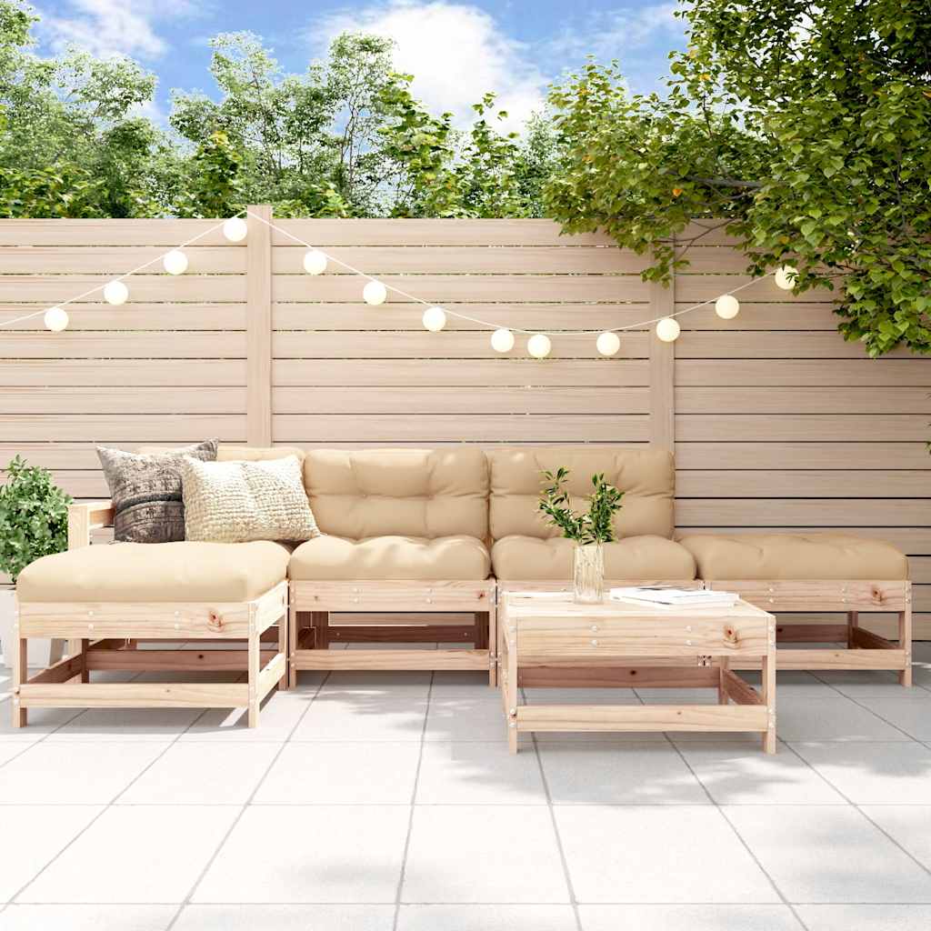 6 Pcs conjunto lounge de jardim pinho maciço