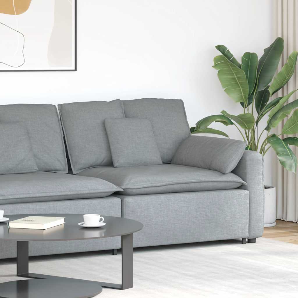 Módulo de extremidade de apoio de braço para sofá modular com almofadas, cinza claro, 100 cm