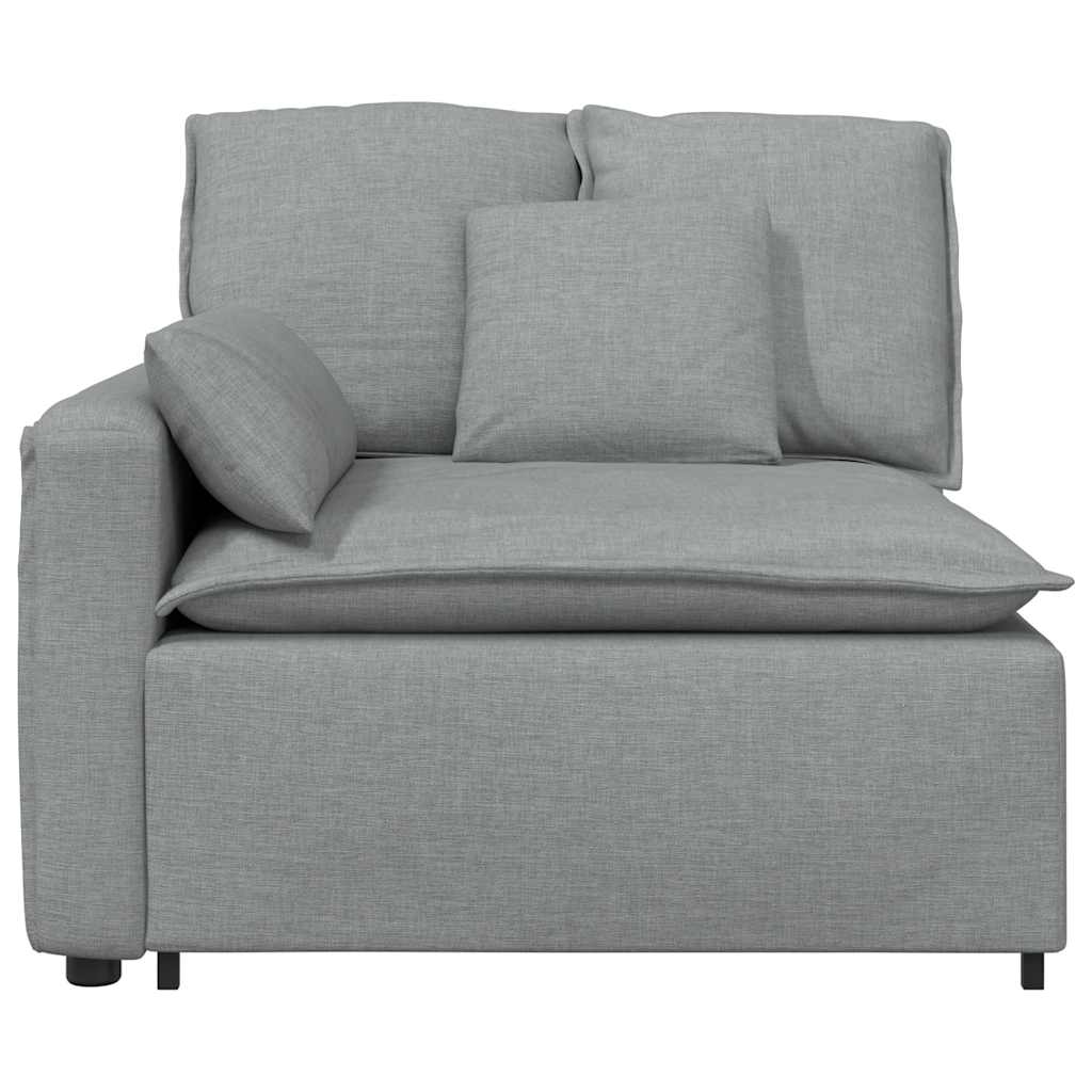 Módulo de extremidade de apoio de braço para sofá modular com almofadas, cinza claro, 100 cm
