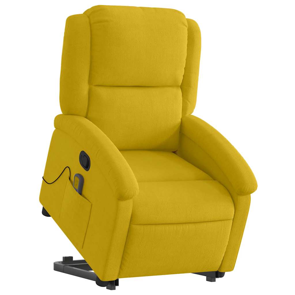 Poltrona elevatória de massagens veludo amarelo