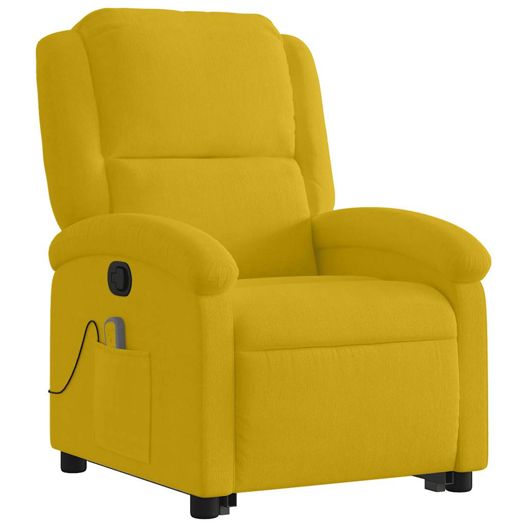 Poltrona elevatória de massagens veludo amarelo