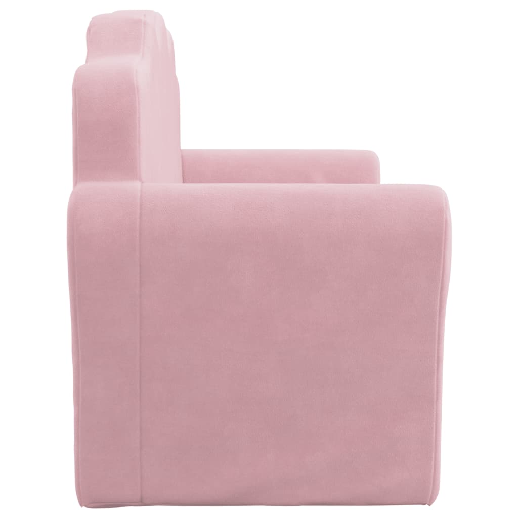 Sofá infantil de 2 lugares, pelúcia macia rosa