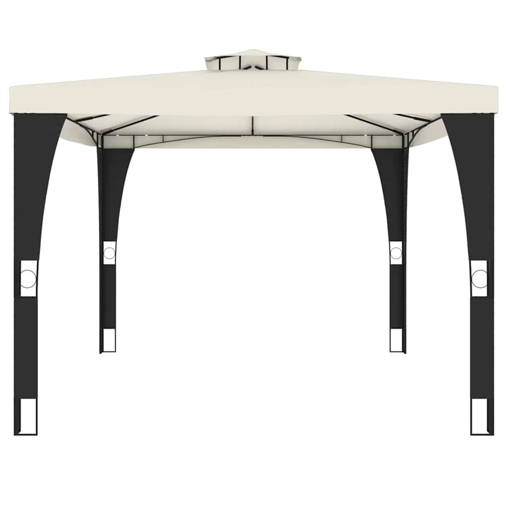 Gazebo com telhado duplo 3,98x2,98 m aço creme