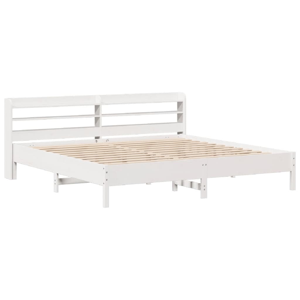 Cama sem colchão 180x200 cm madeira de pinho maciça branco