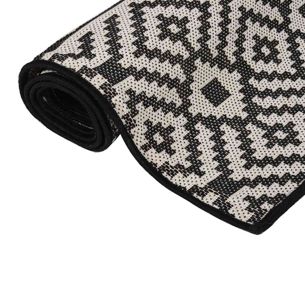 Tapete de tecido plano para exterior 160x230 cm riscas pretas