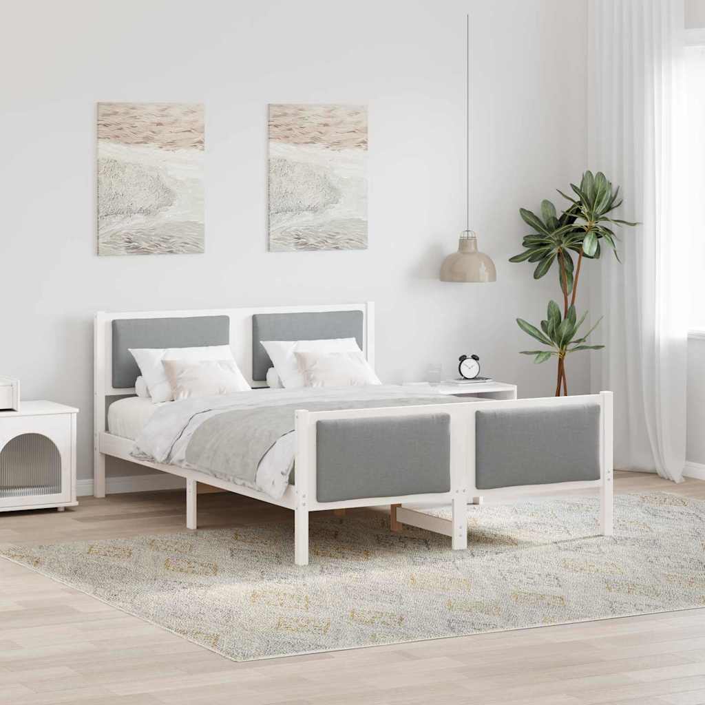 Estrutura da cama cinzento-claro 135 x 190 cm tecido