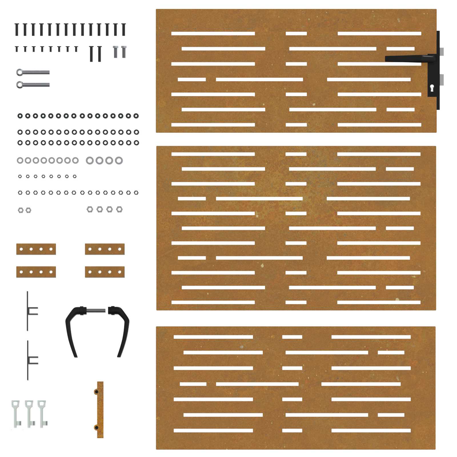 Portão de jardim 85x150 cm aço corten design quadrados