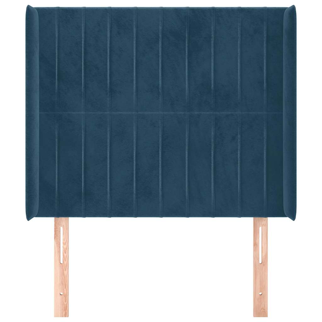 Cabeceira cama c/ abas veludo 93x16x118/128 cm azul-escuro