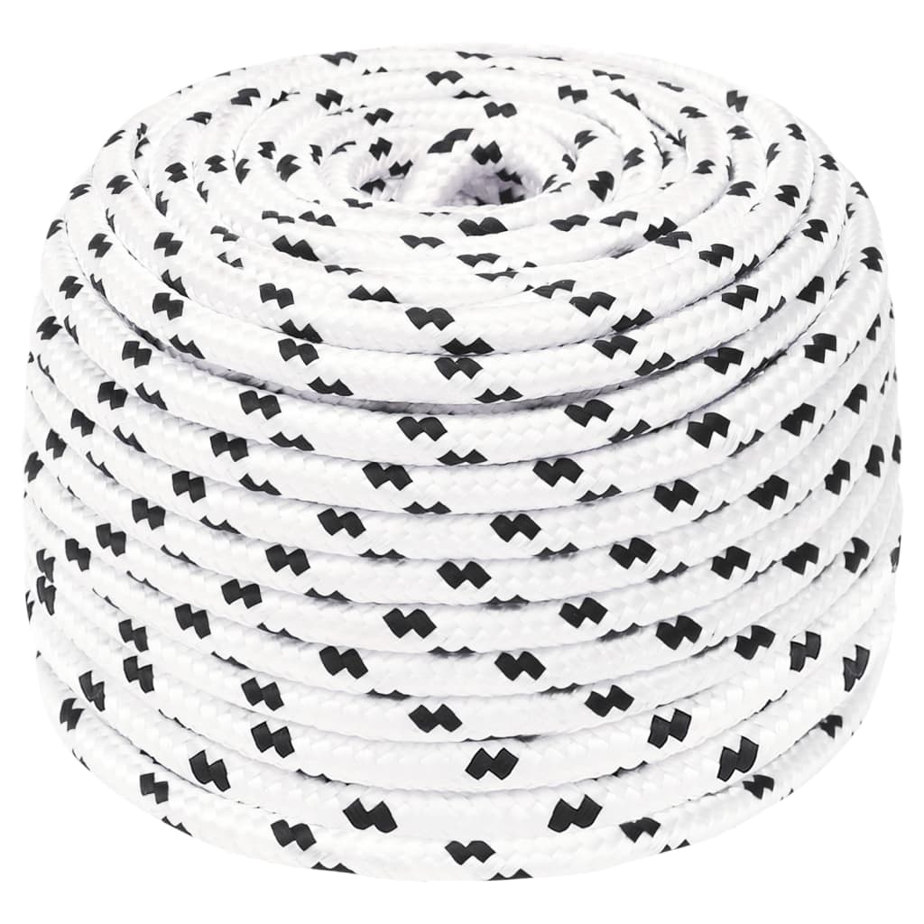 Corda entrançada para barco 10 mm 25 m poliéster branco