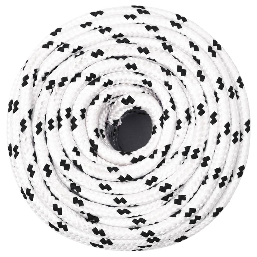 Corda entrançada para barco 10 mm 25 m poliéster branco