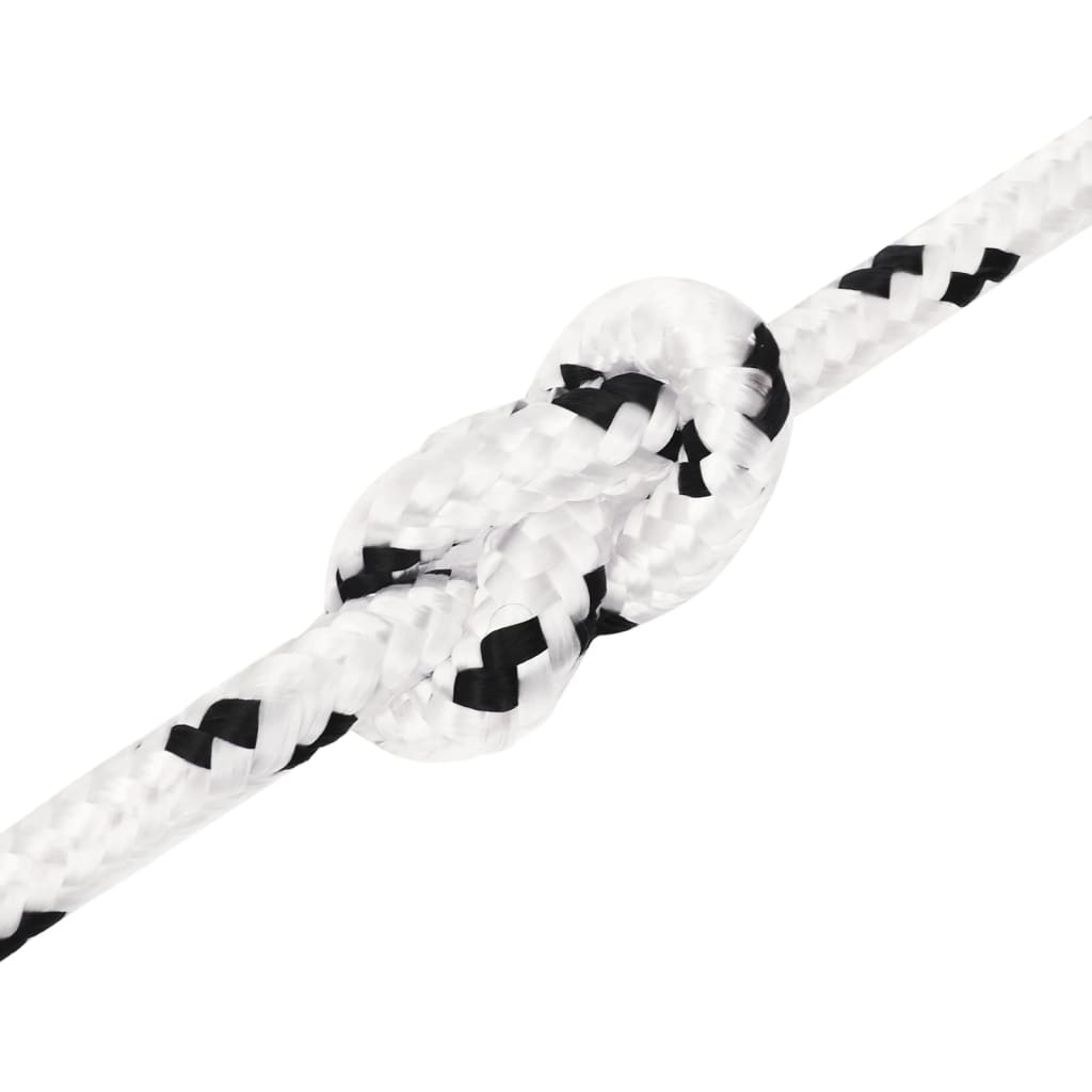 Corda entrançada para barco 10 mm 25 m poliéster branco