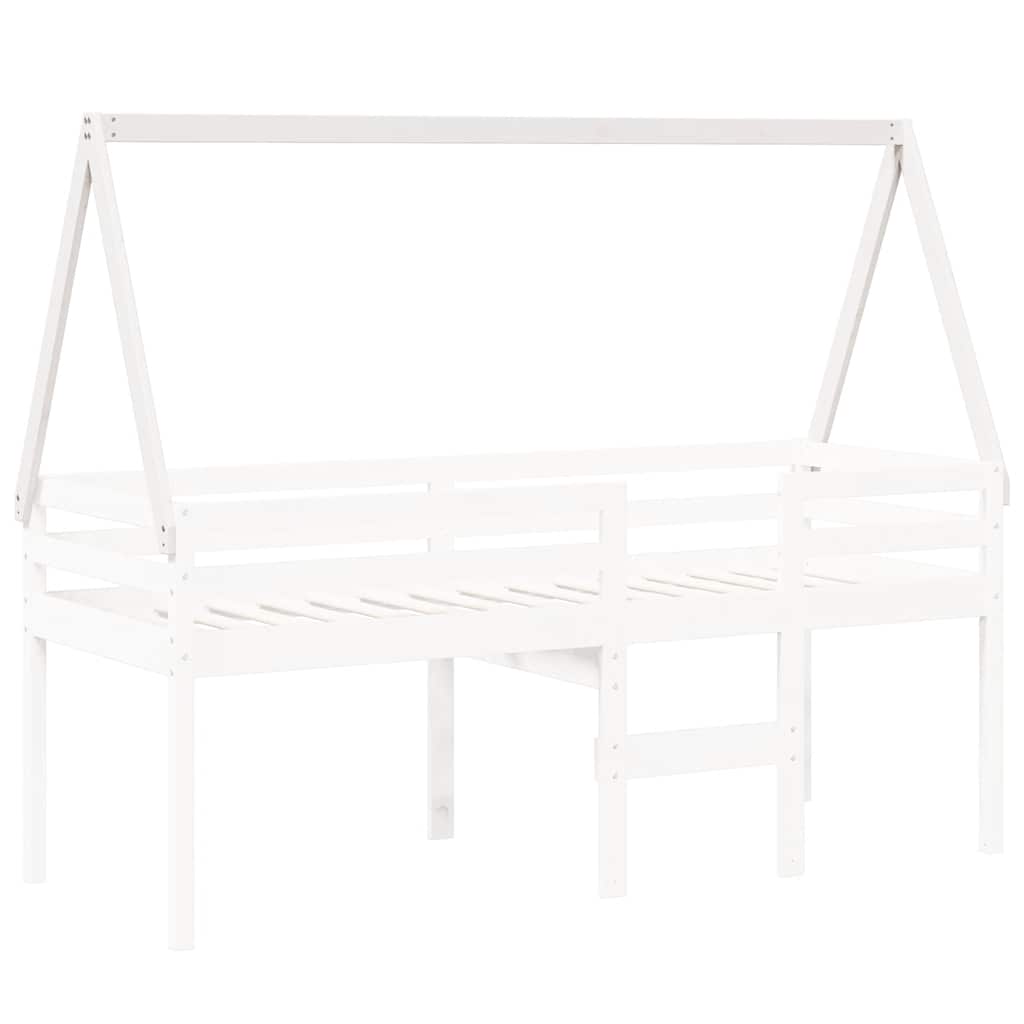 Telhado de cama infantil 203x80,5x142 cm pinho maciço branco