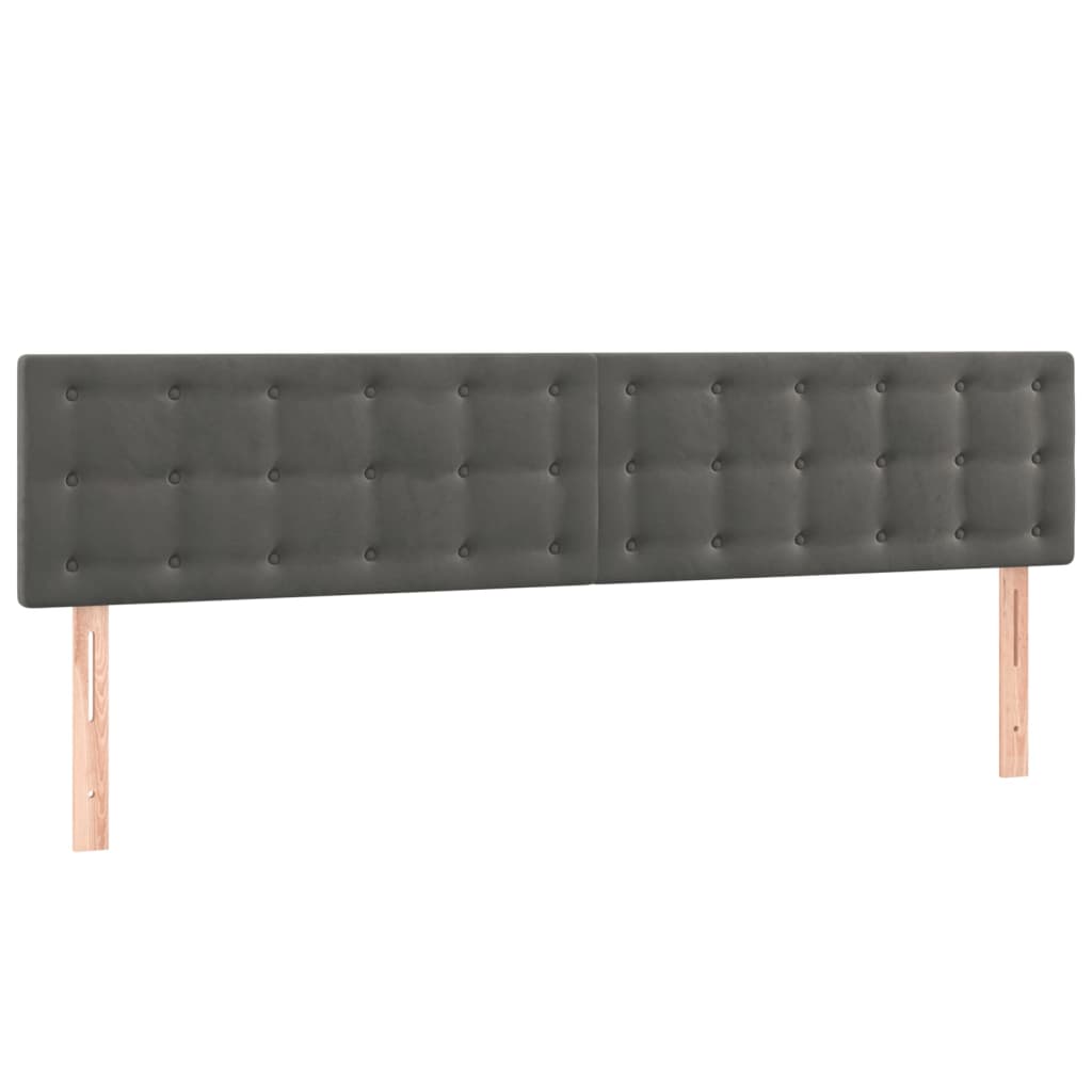 Cabeceira de cama c/luzes LED veludo 180x5x78/88cm cinza-escuro