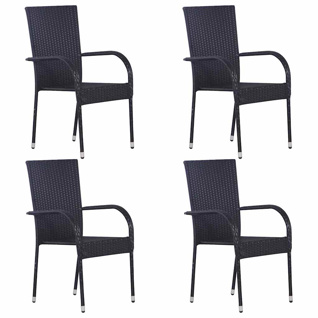 5 Pcs conjunto de jantar para jardim preto