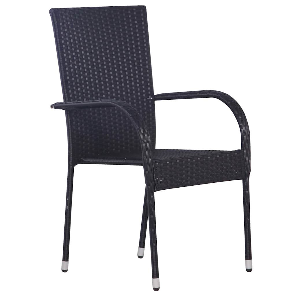 5 Pcs conjunto de jantar para jardim preto