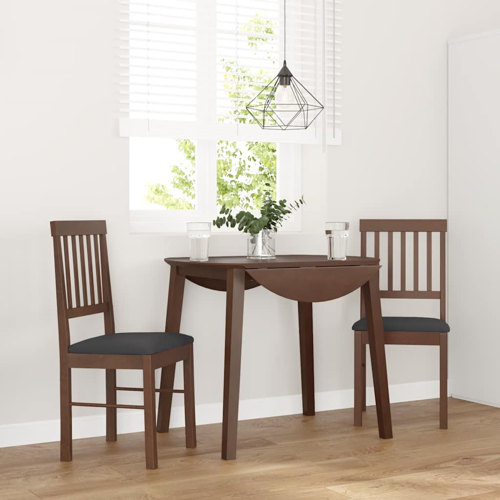 Cadeiras de jantar com almofadões 2 pcs madeira maciça castanho
