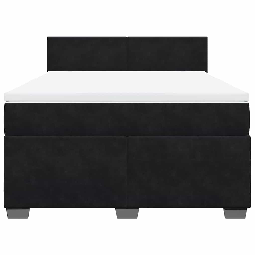 Cama com molas/colchão 160x200 cm veludo preto
