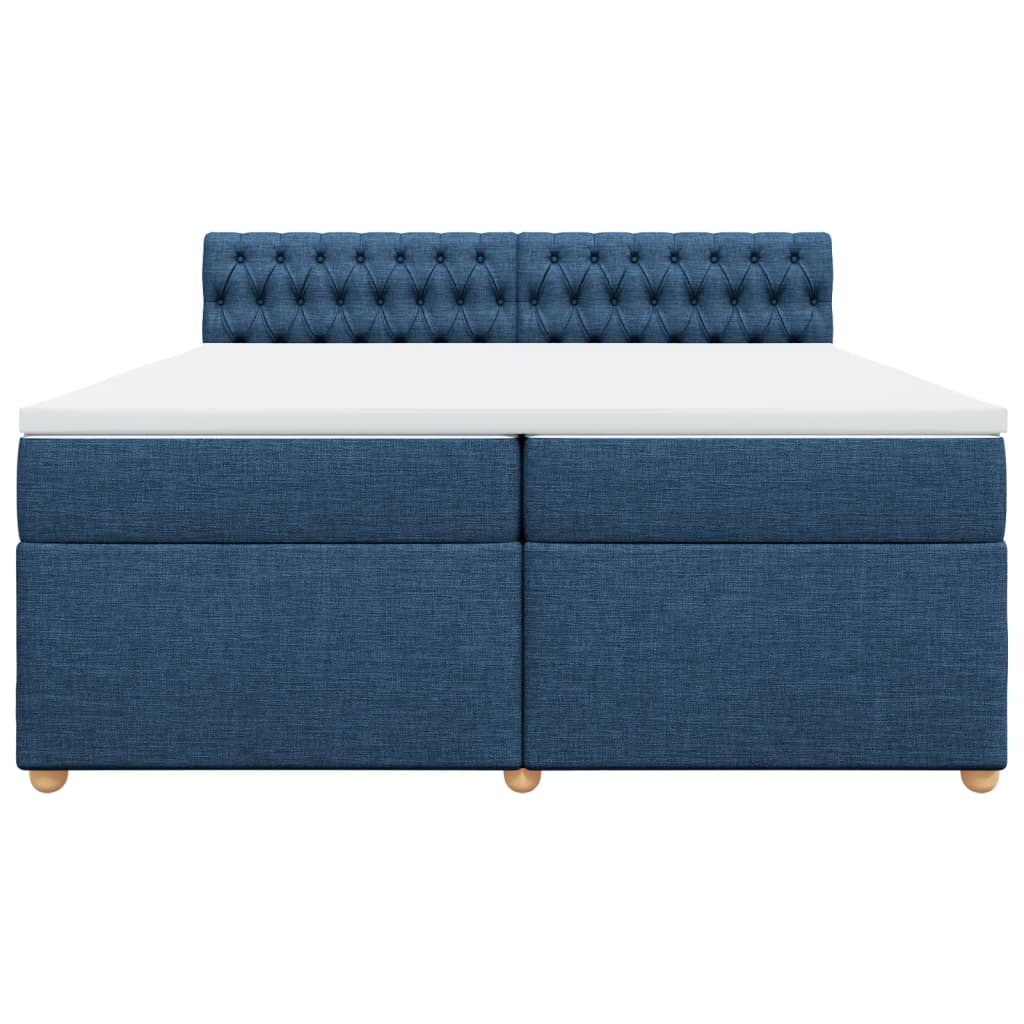 Cama com molas/colchão 200x200 cm tecido azul