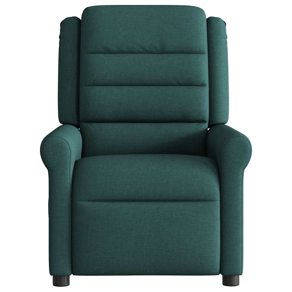 Poltrona de massagens reclinável tecido verde-escuro