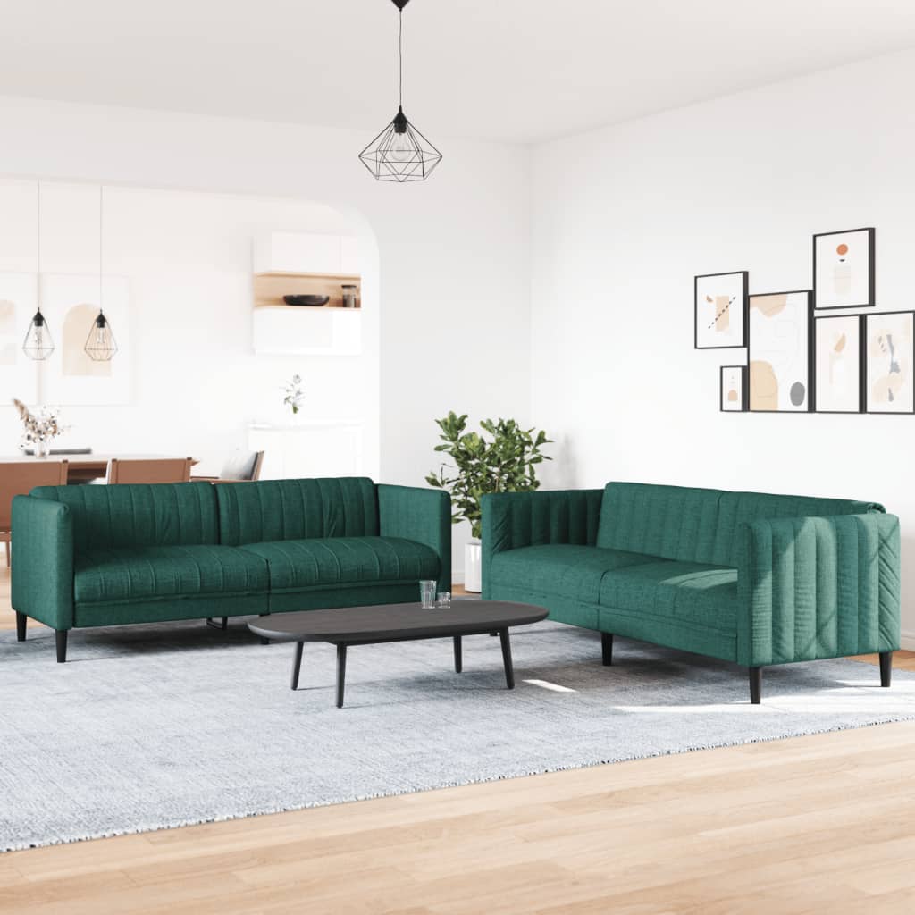 2 Pcs conjunto de sofás tecido verde-escuro