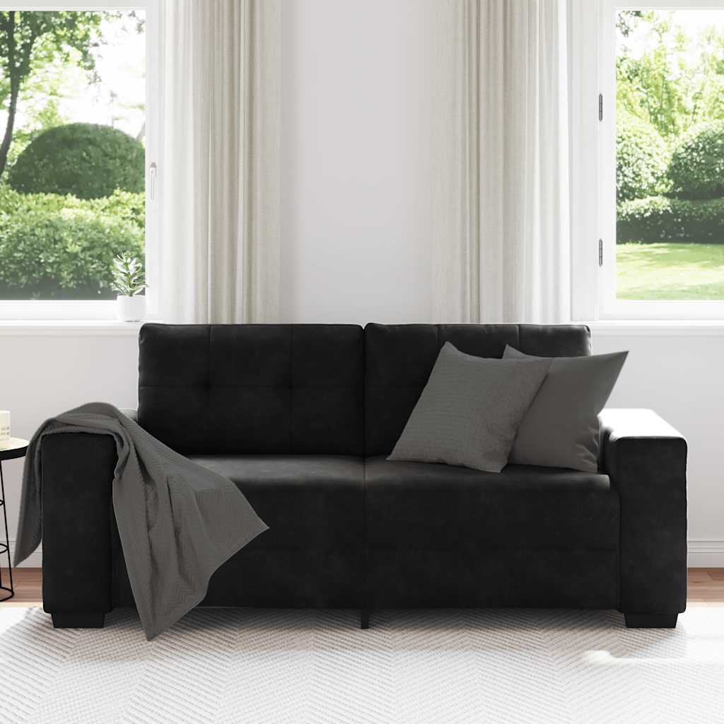 Sofá de dois lugares, preto, 180x77x82 cm, em veludo
