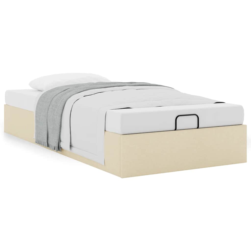 Estrutura de cama otomana sem colchão 90x200 cm tecido creme
