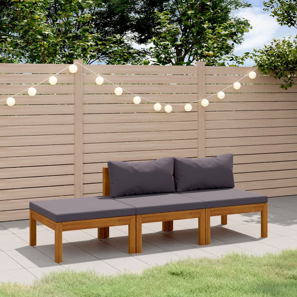 3 Pcs conjunto de lounge de jardim com almofadões acácia maciça