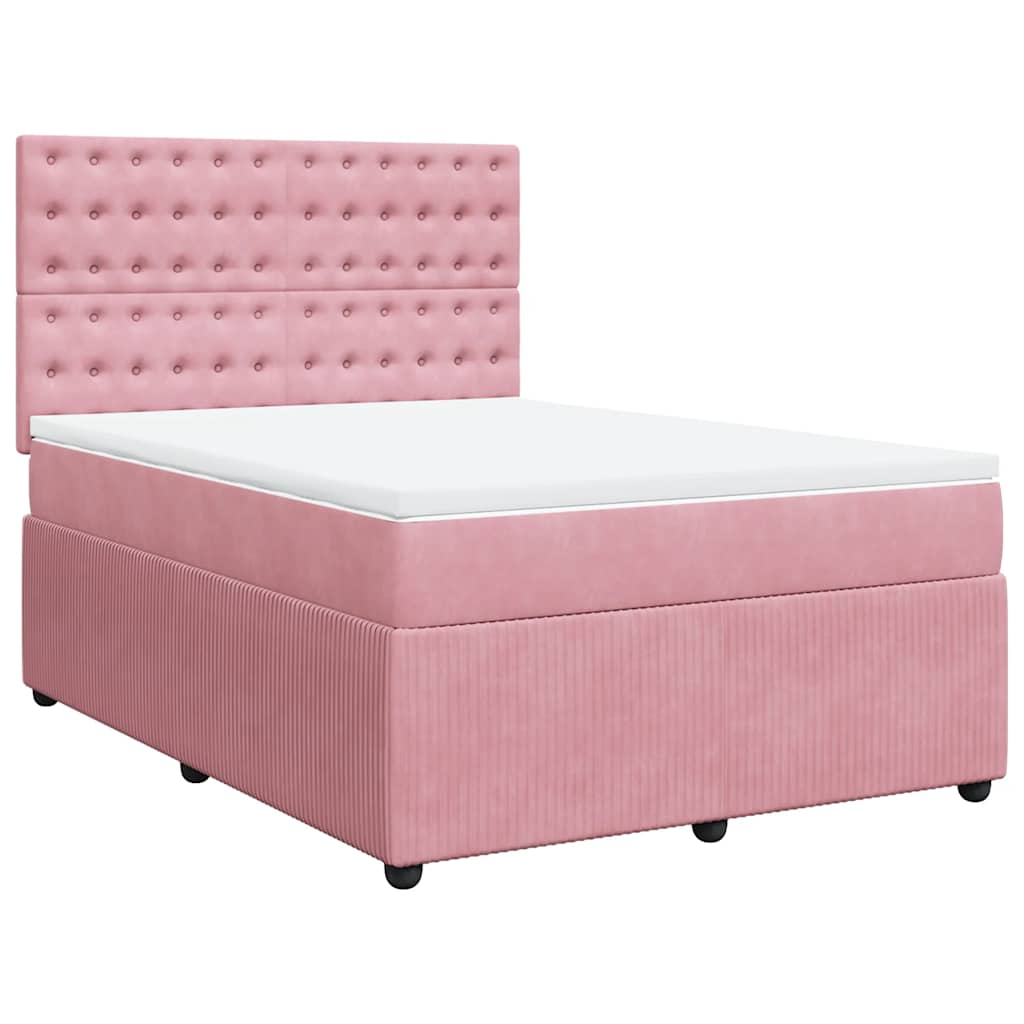 Cama com molas/colchão 160x200 cm veludo rosa