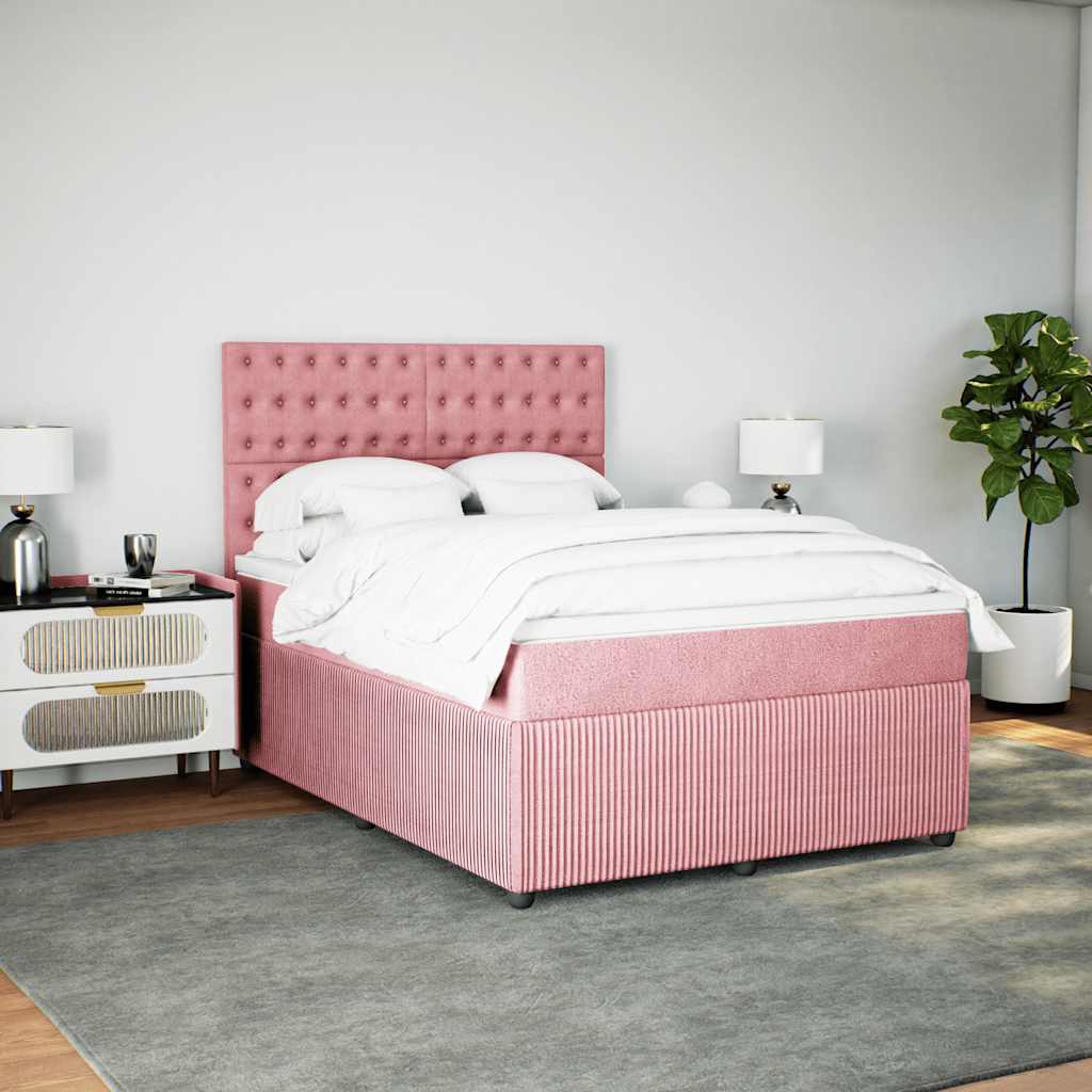 Cama com molas/colchão 160x200 cm veludo rosa