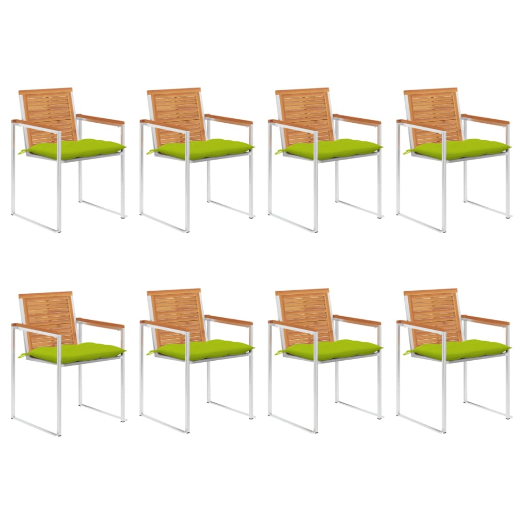 Cadeiras de jardim 8 pcs c/ almofadões madeira de acácia maciça