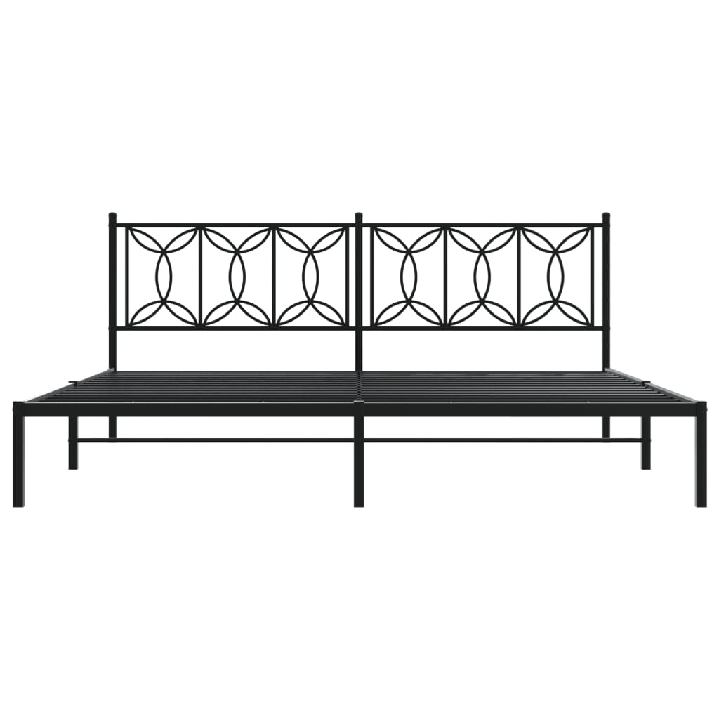 Estrutura de cama com cabeceira 193x203 cm metal preto