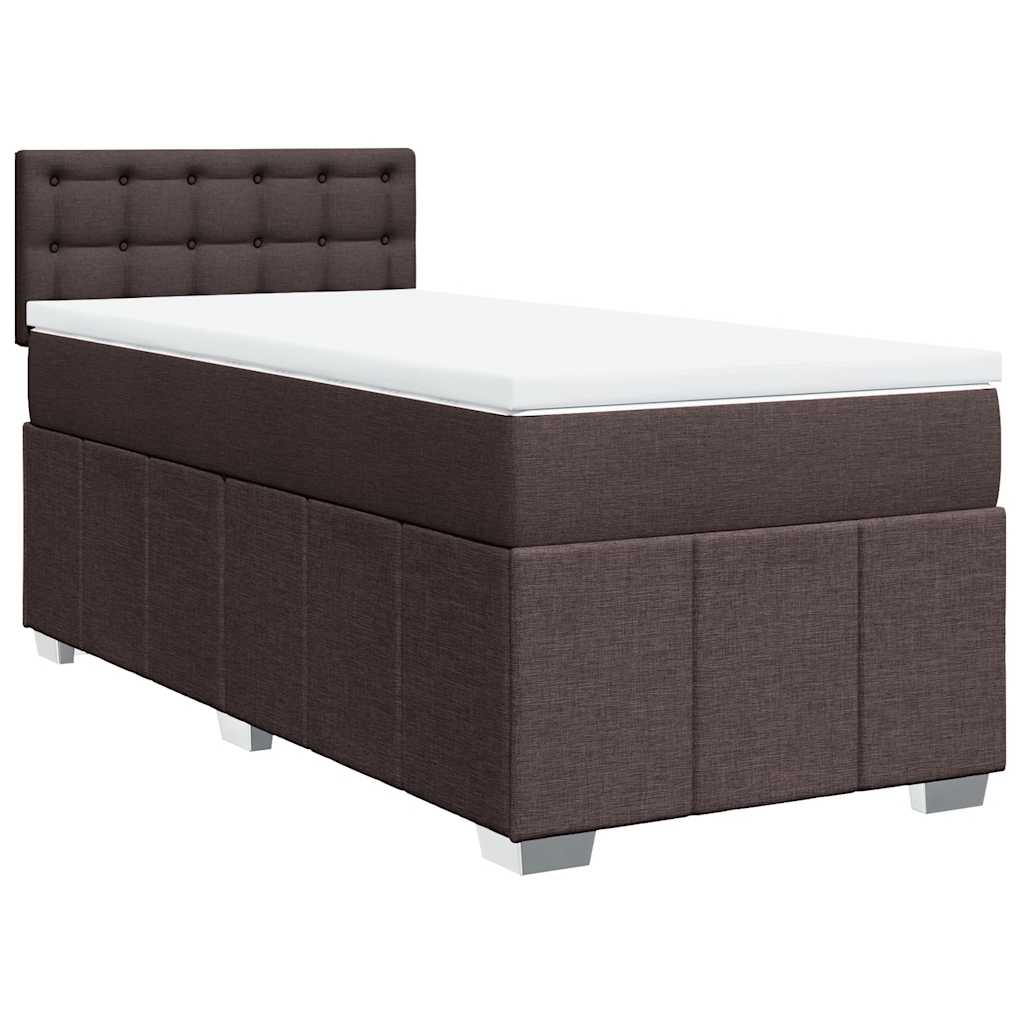 Cama com molas/colchão 90x200 cm tecido castanho-escuro