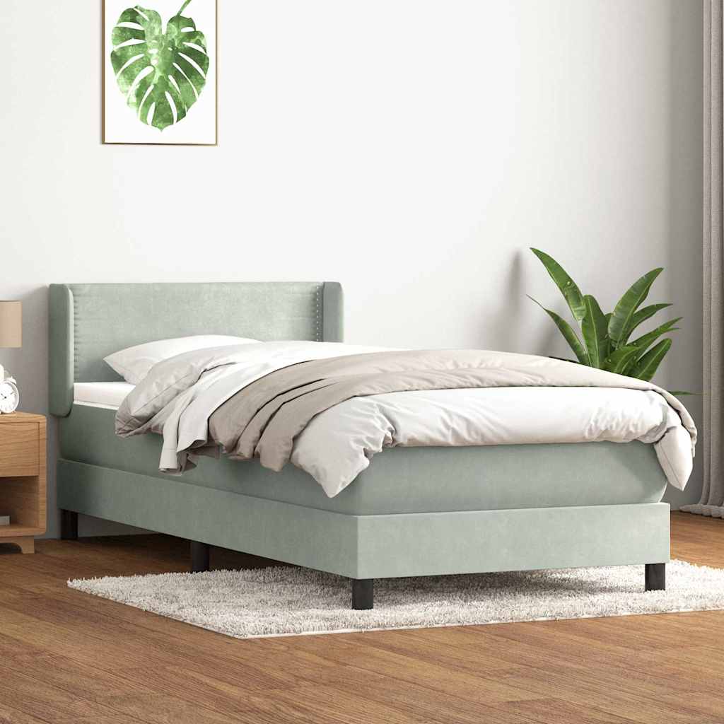 Cama com molas/colchão cinzento-claro 80x210 cm veludo