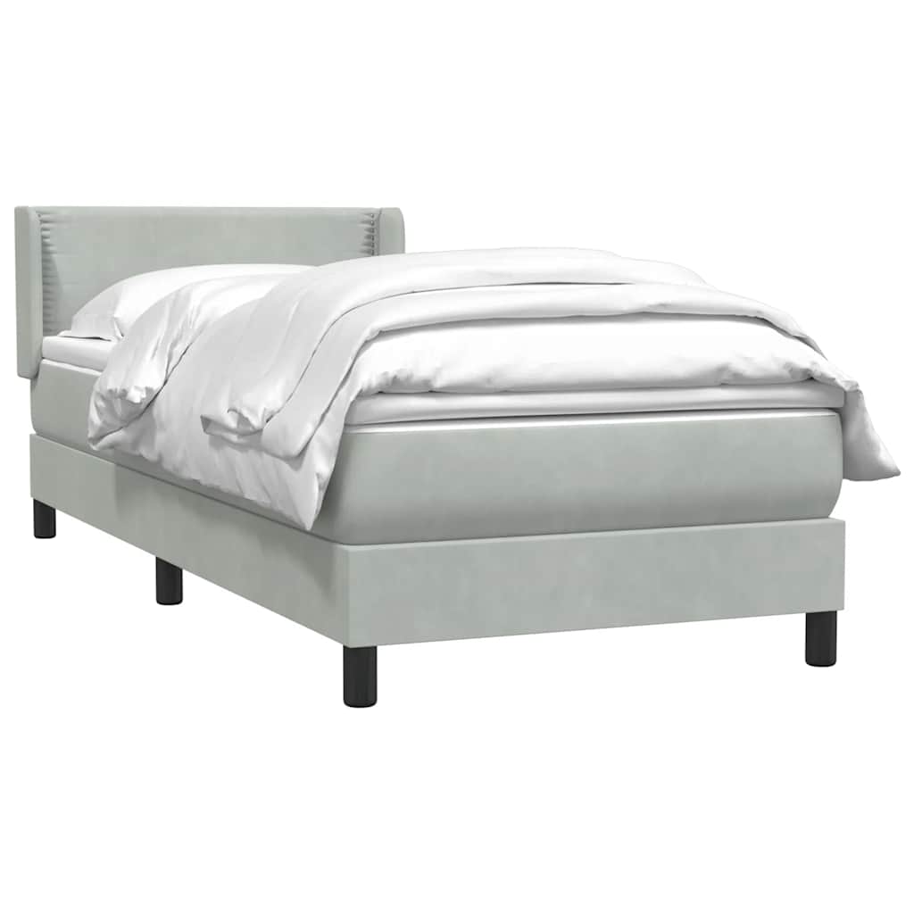 Cama com molas/colchão cinzento-claro 80x210 cm veludo