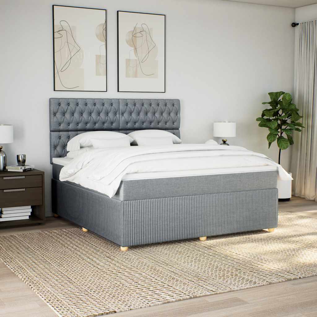Cama com molas/colchão 180x200 cm tecido cinzento-claro