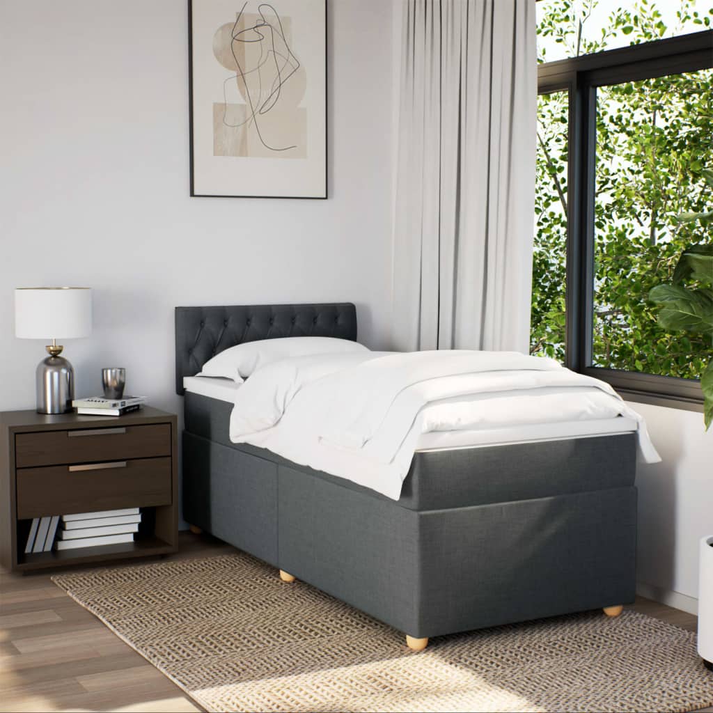 Cama com molas/colchão 90x200 cm tecido cinzento-escuro
