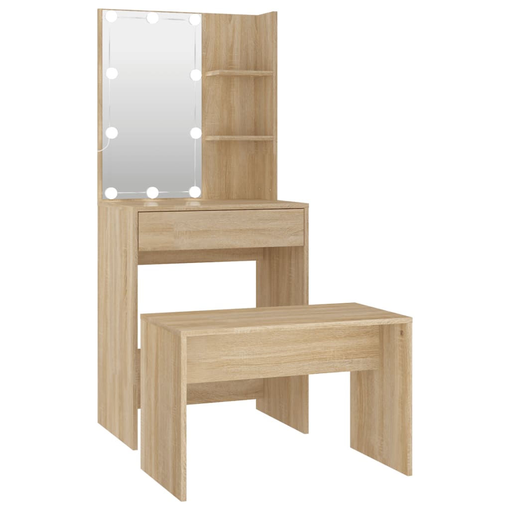 Conjunto toucador c/ leds madeira processada carvalho sonoma