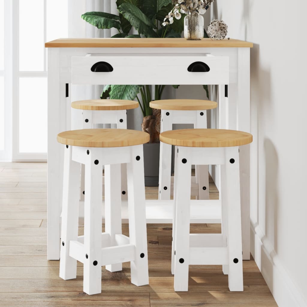 5 Pcs conjunto de bar pinho maciço branco